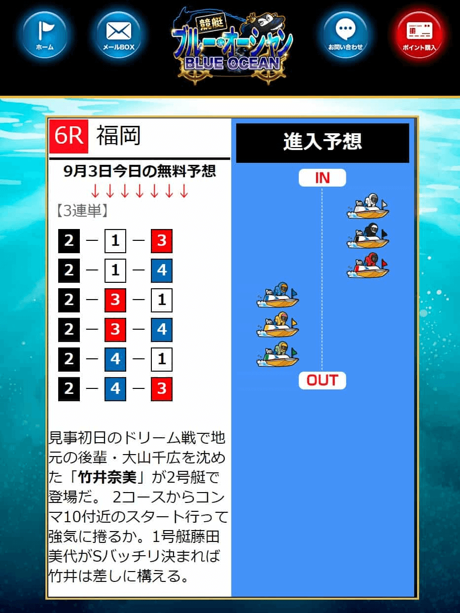 9月3日福岡競艇場第6レース予想